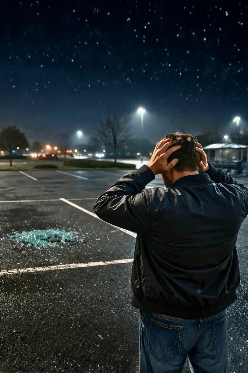 foto di un uomo che si porta le mani alla testa perché gli hanno rubato l'auto senza Trackting antifurto GPS 