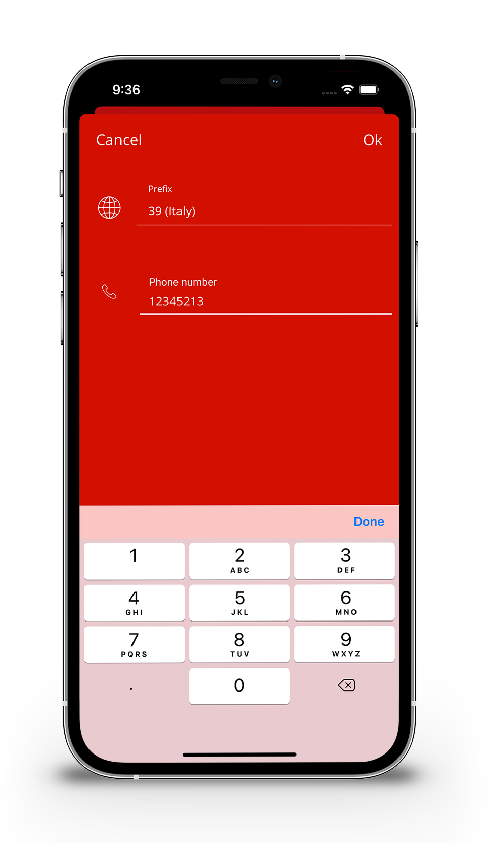 EVO App - Telephone number registration