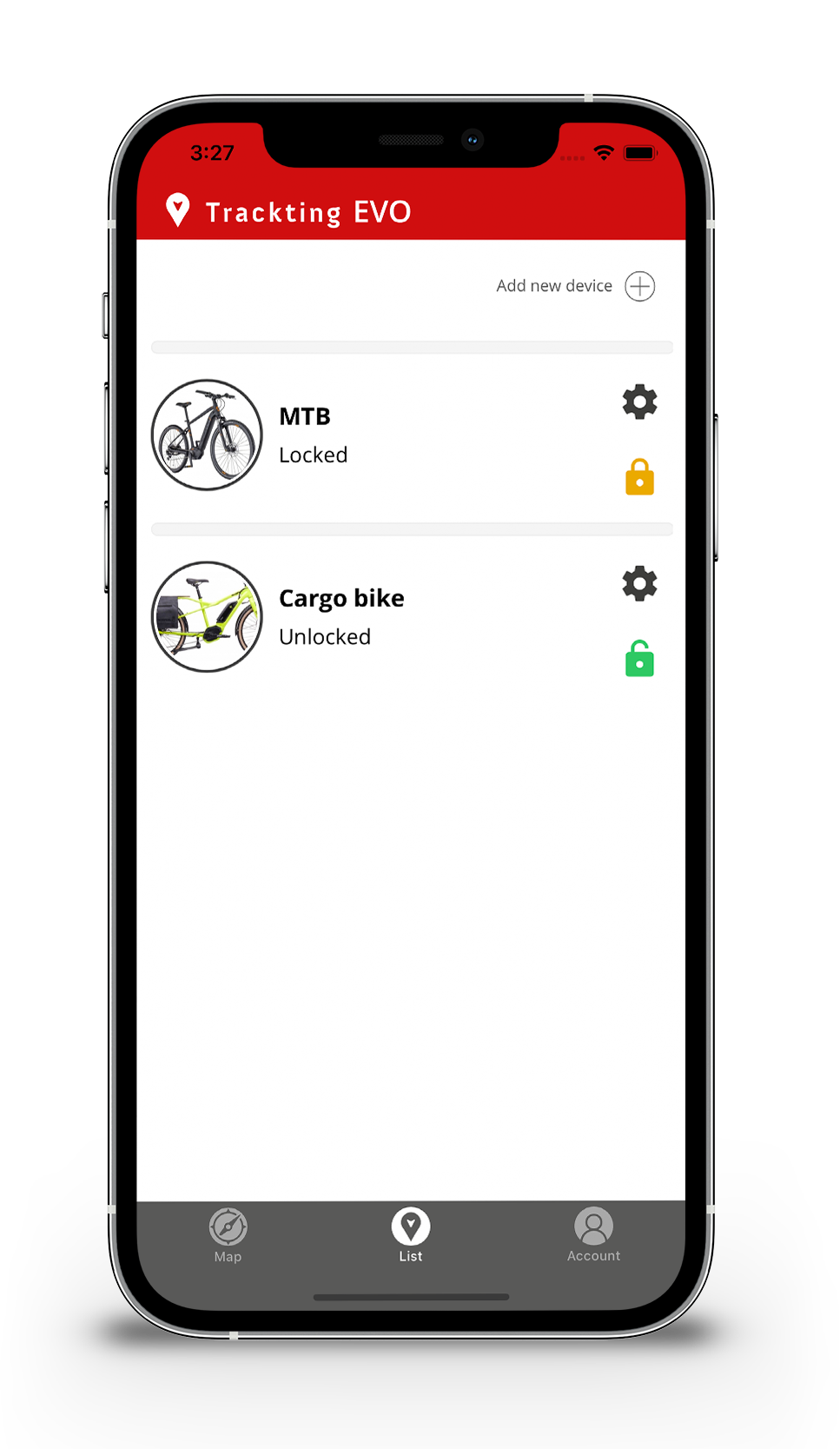 EVO App - ebike list